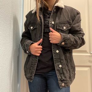 Top shop Moto Denim Sherpa Jacket